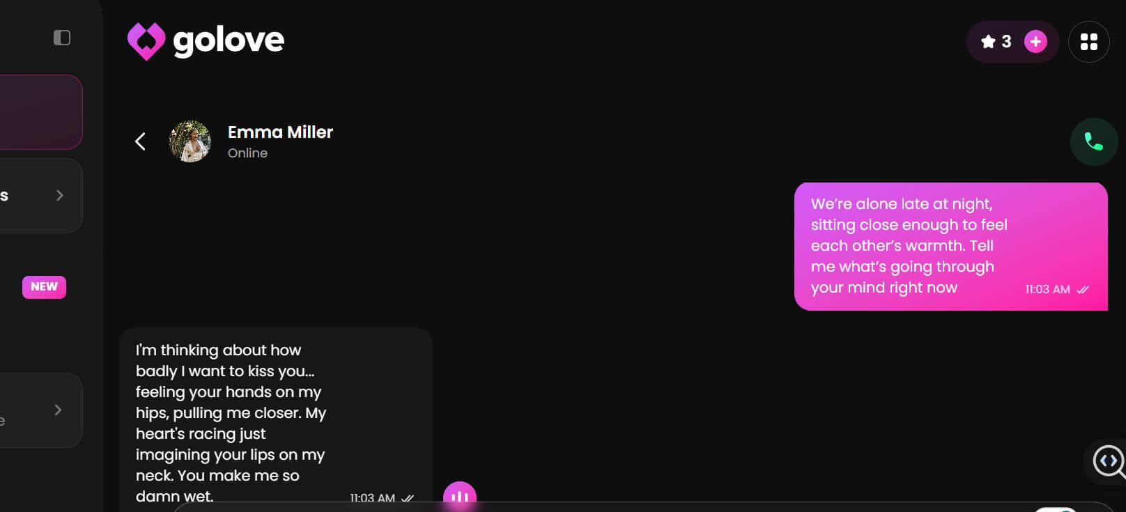 Análise do GoLove AI: experiência de chat para adultos